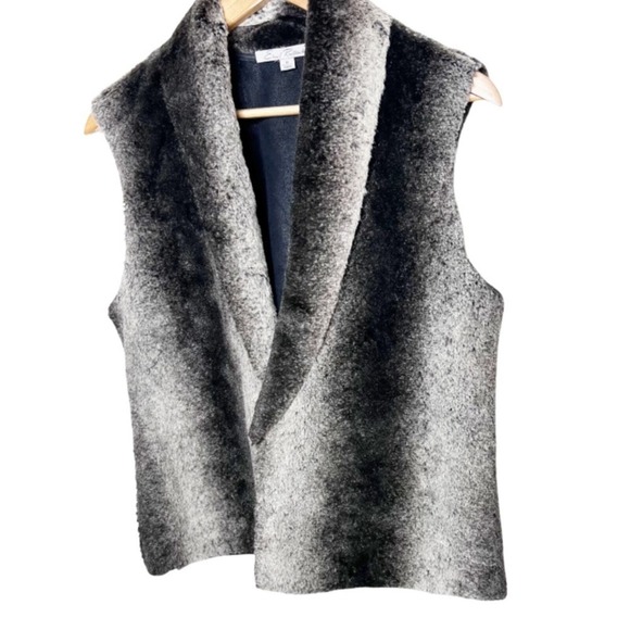 Emil Rutenburg Womens Faux Fur Shawl Collar Vest Black Gray Ombre - Picture 5 of 16
